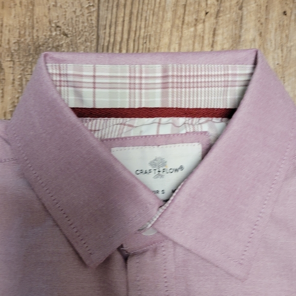 Craft + flow mens shirt button down light wash maroon M Only Left - Picture 4 of 6